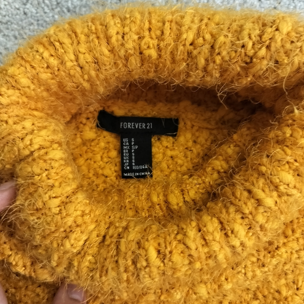 Forever 21 Golden Turtleneck Sweater Mustard Knitted Women Warm Sweater - Picture 5 of 6
